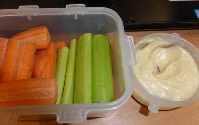 carrot, celery and hummus