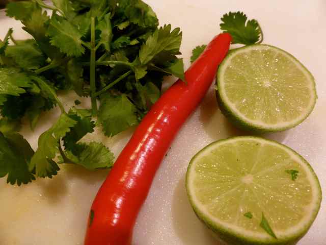 coriander, chili and lime