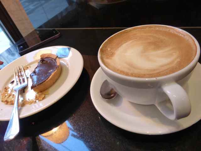 latte and chocolate tart