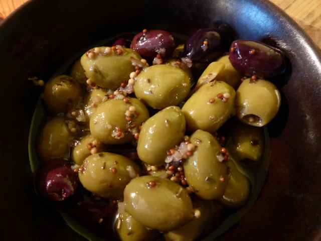 olives in scratchy bowl