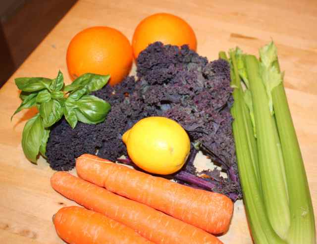 purple kale and veg