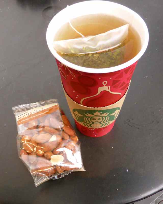 spearmint tea and almonds
