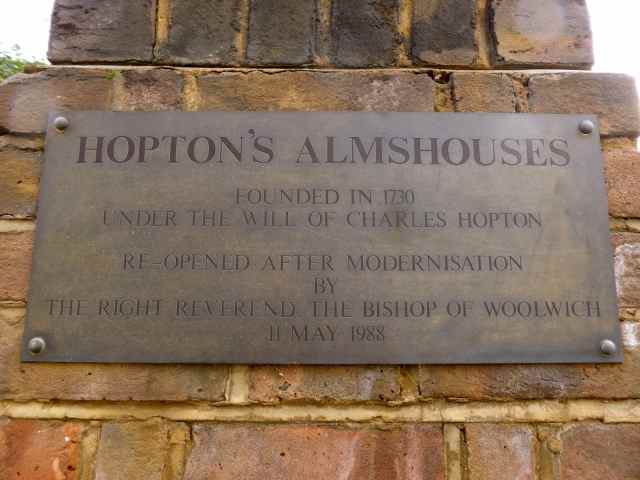 Hopton's Almshouses sign