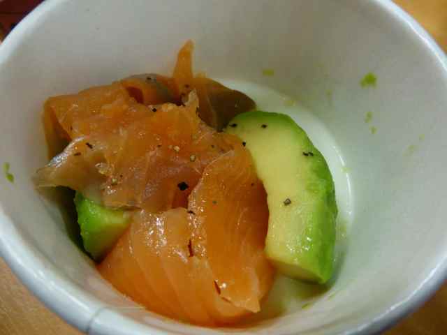 salmon, avocado and egg