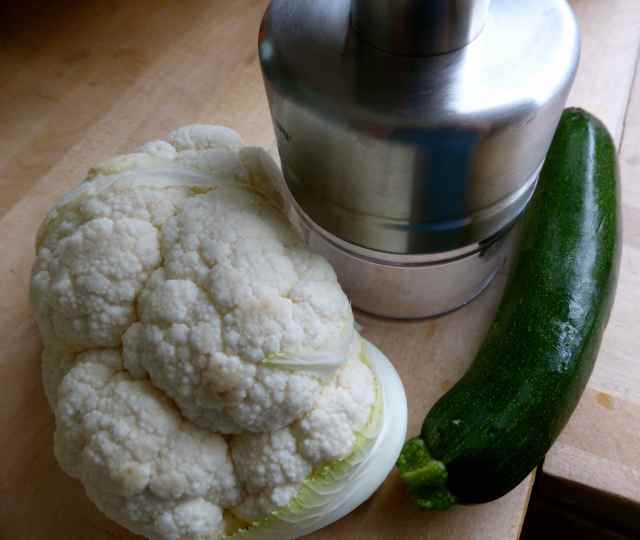 cauliflower and courgette with chopper