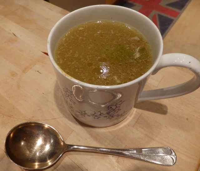 chicken soup and spoon