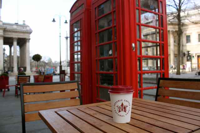 Red phone boxes and coffee