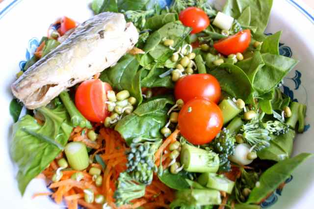 Sardine and mung bean salad