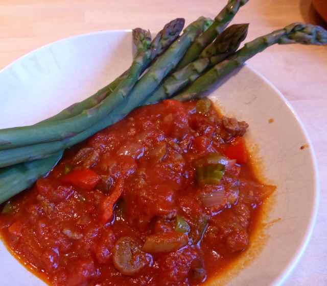 asparagus and bolognaise