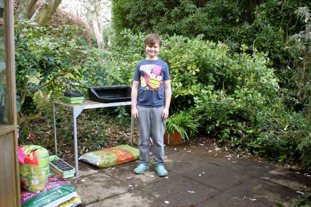 Harvey near greenhouse