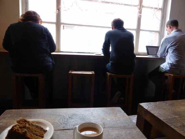 dull and dingy Foyles cafe