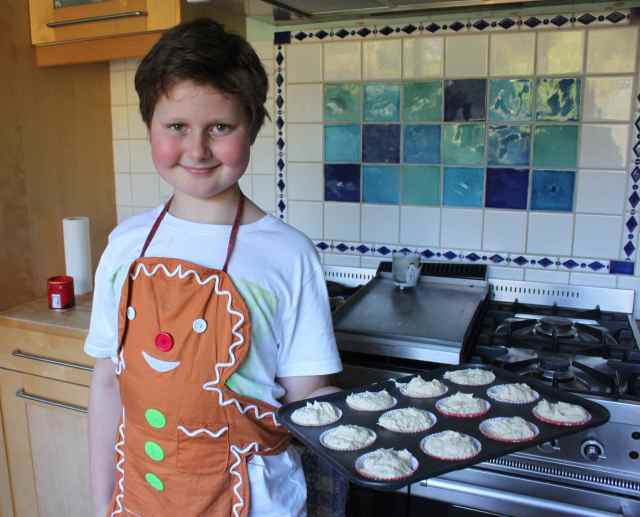 Harvey with cupcake mixture