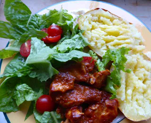 BBQ chicken and salad