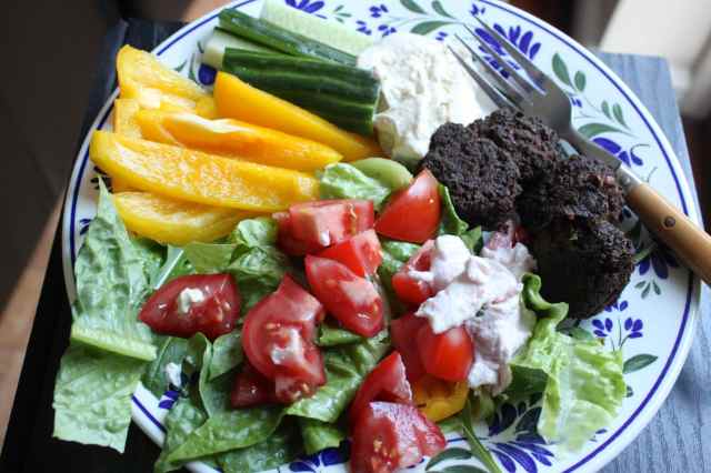 salads and falafel