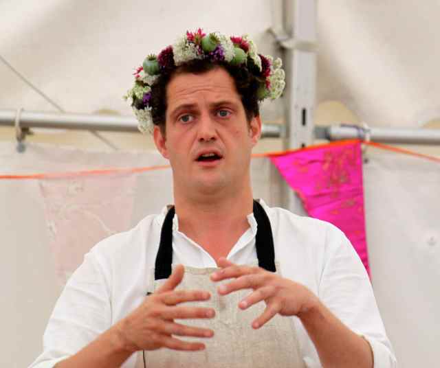 Valentine Warner in head dress