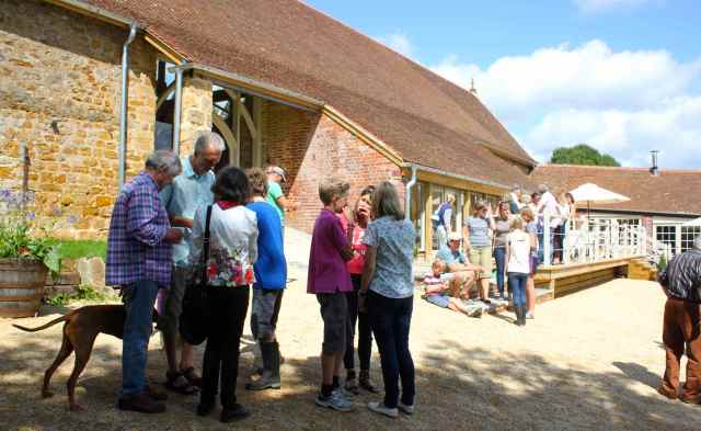 chatting at Symondsbury Barn