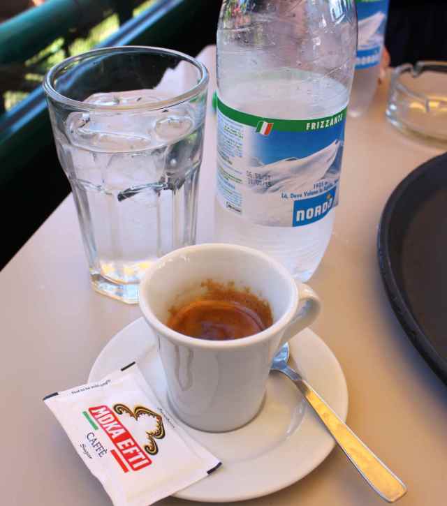 espresso and water at PM