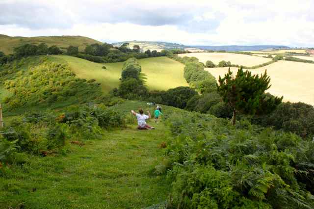 skidding down the hill