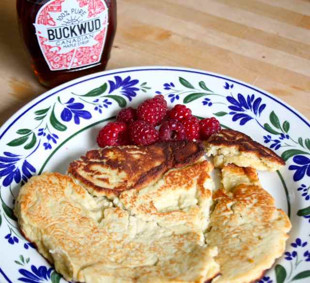 coconut pancake and maple syrup