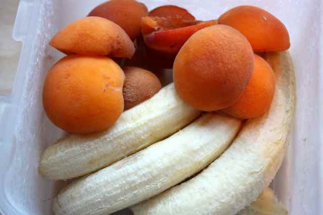 frozen bananas and apricots