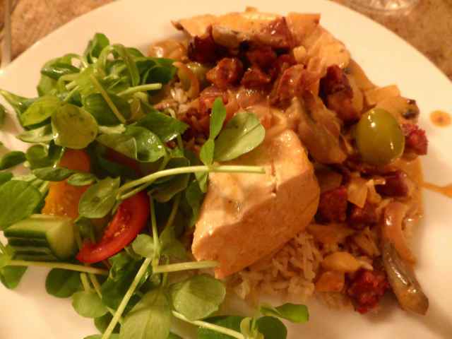 paprika chicken and salad