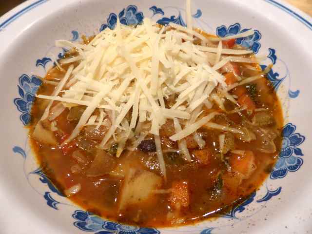 bean soup and Parmesan