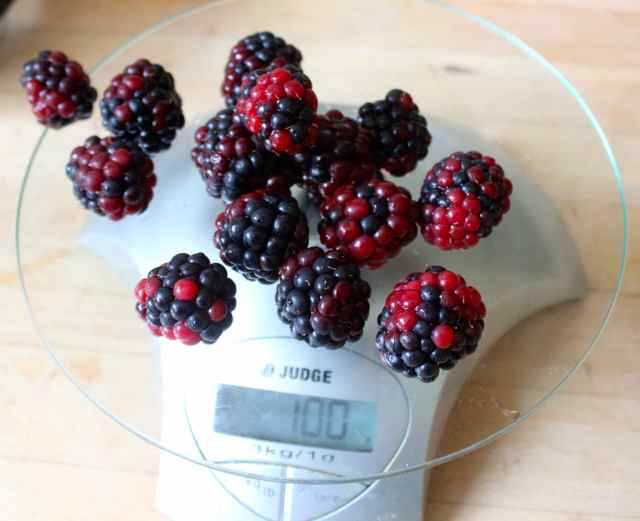 blackberries on scales
