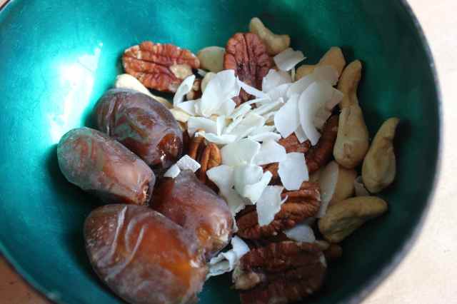 dates and nuts and coconut