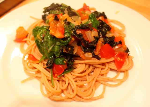 spaghetti and veg