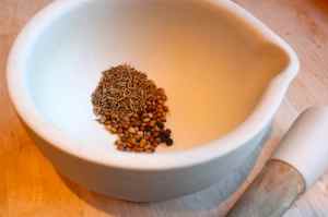 spices in mortar with pestle