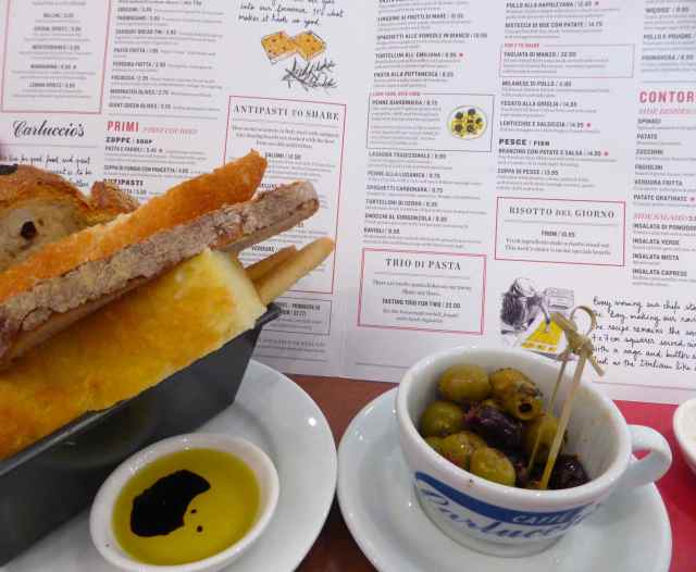 Carluccio's bread and olives