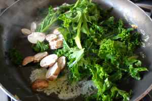 kale and mushrooms