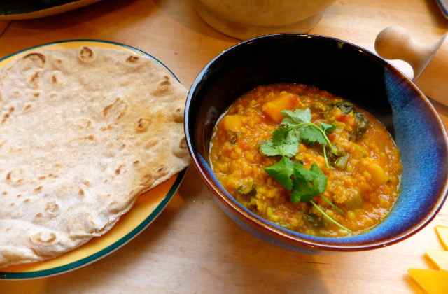 lentil soup and bread