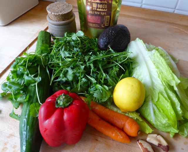 squished salad ingredients