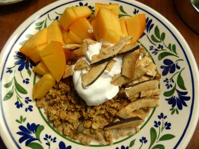 granola, coconut chips