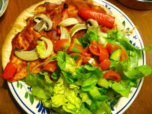 salad and pizza
