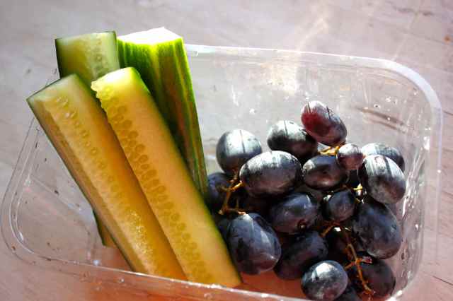 cucumber and grapes