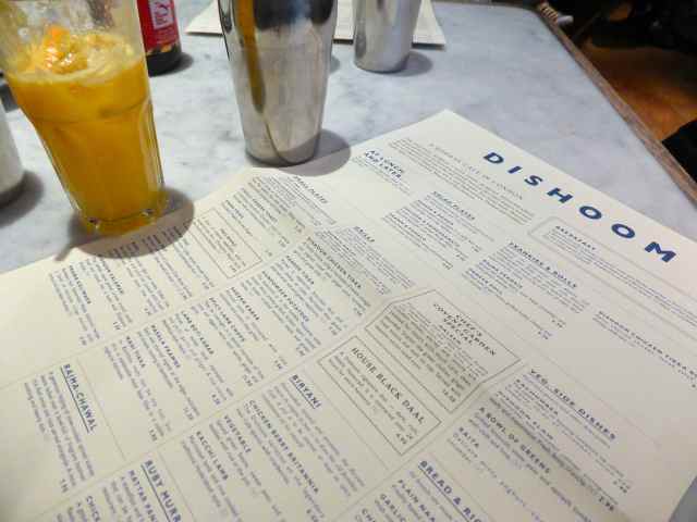 Dishoom menu and juice