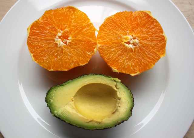 orange and avocado face