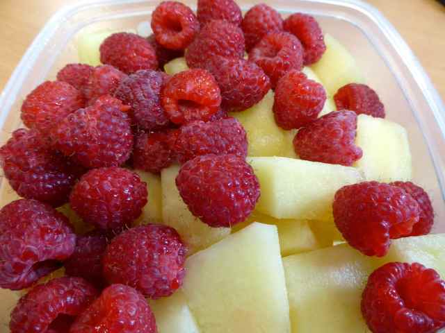raspberries and melon 8-4-15