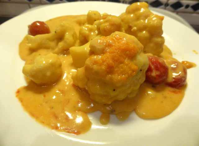 cauliflower cheez on plate