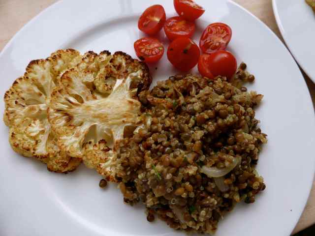 lebanese lentils and roast cauli
