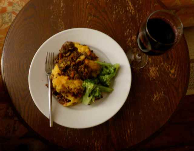 shepherd's pie and broccoli
