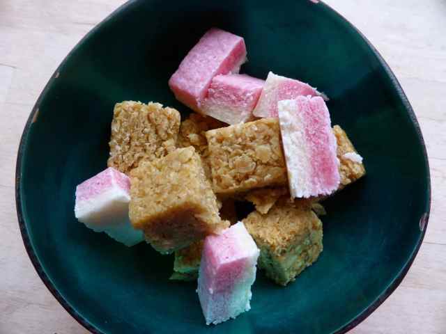 flapjack and coconut ice